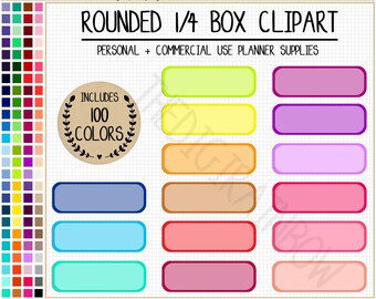SALE 100 TINTED QUARTER box stickers blank quarter box sticker rounded box printable sticker rainbow sticker Erin Condren Happy Planner eclp