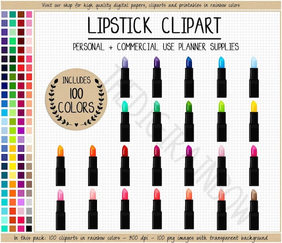 SALE 100 LIPSTICK clipart lipstick stickers makeup stickers rainbow lipstick graphics cosmetics clipart beauty salon clipart Erin Condren