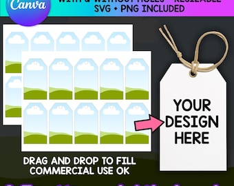 Gift Tag Template, Canva Editable Custom Gift Tag, Blank Gift Tag SVG, Gift Tag PNG, Printable Christmas or Birthday party DIY custom Labels