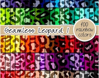 Papel digital de leopardo sin costuras, 100 % sin costuras, textura de leopardo arcoíris, patrón de safari, fondo de sublimación de animales imprimible en pastel, clipart en mosaico
