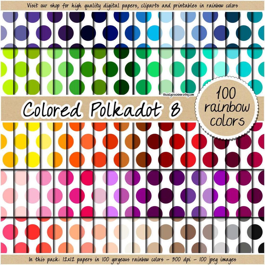 100 Seamless Rainbow Confetti Digital Paper Printable Polkadot ...