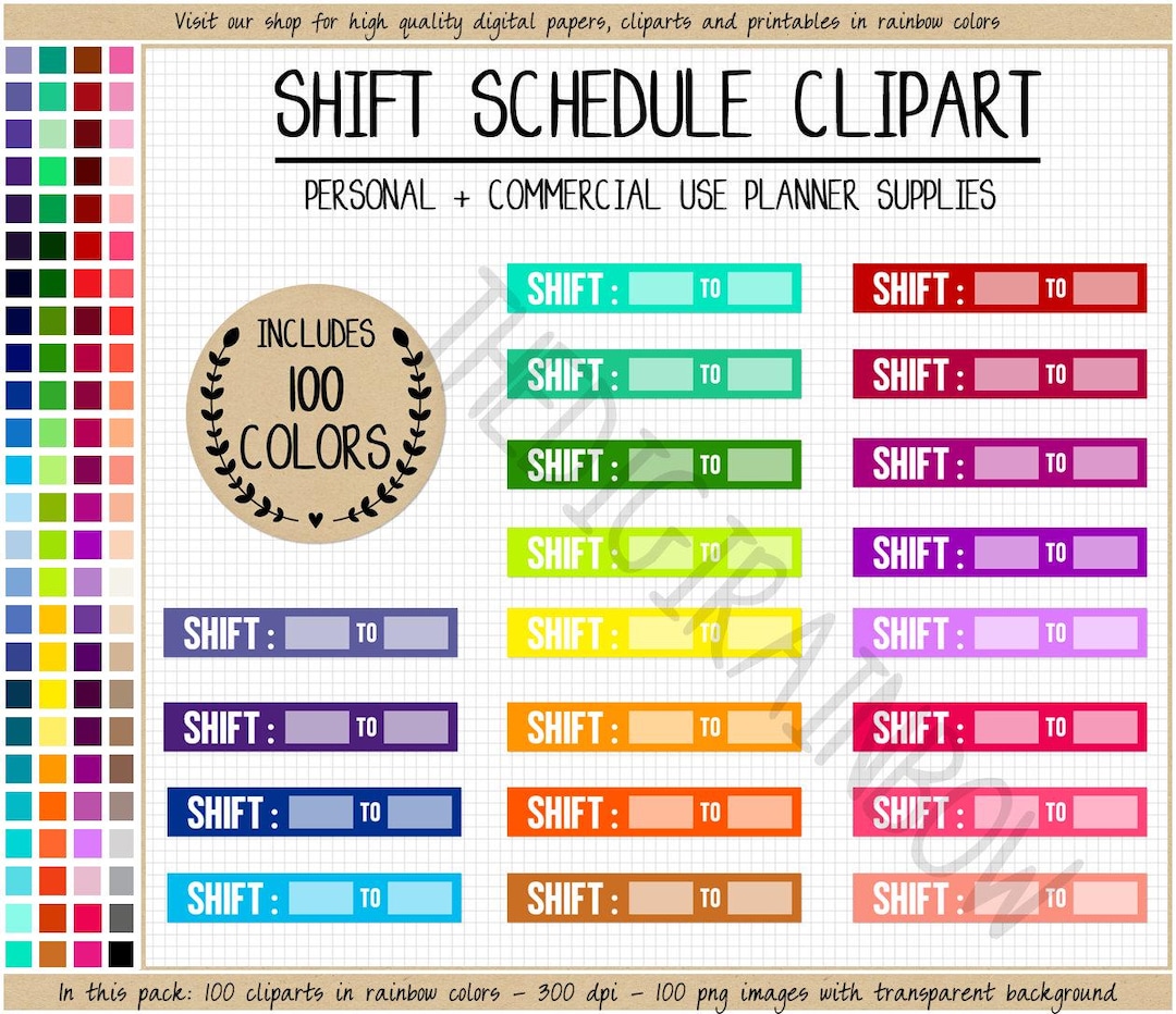 SALE 100 SHIFT SCHEDULE Printable Sticker Work Planner Sticker Work ...