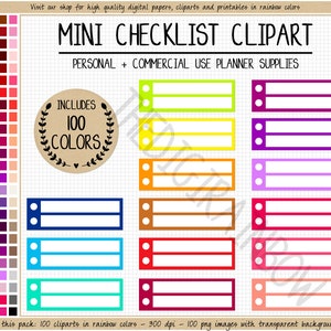 SALE 100 CHECKLIST QUARTERBOX clipart mini to do list box digital planner sticker checklist tick box sticker Goodnotes task box Erin Condren