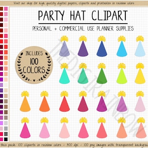 UITVERKOOP 100 FEESTHOEDJE clipart feestmuts stickers verjaardag clipart verjaardagsstickers regenboog feest graphics kleurrijke partij afdrukbare stickers