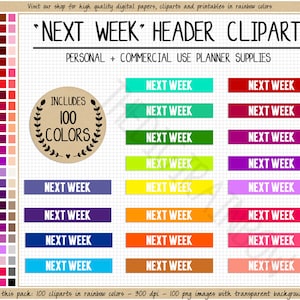 VERKOOP 100 VOLGENDE WEEK planner stickers weeklijst sticker afdrukbare weekplanner sticker toekomstige doelen wekelijkse taak week tracker planner clipart