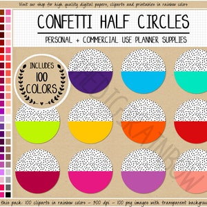 VERKOOP 100 HALVE CIRKEL digitale sticker lege cirkel clipart confetti sticker regenboog mini stip Erin Condren Happy planner afdrukbare Goodnotes