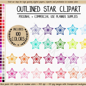 SALE 100 STAR clipart rainbow star stickers star icon star planner stickers colorful stars Erin Condren printable star Happy Planner sticker
