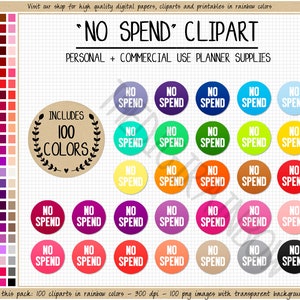 VERKOOP 100 GEEN UITGAVE digitale sticker verbod eiland clipart geld besparen afdrukbare Erin Condren financiert Goodnotes spaartracker Happy Planner