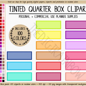 VERKOOP 100 TINTED QUARTER box stickers lege quarter box planner sticker heldere Erin Condren afdrukbare Happy Planner sticker regenboog clipart