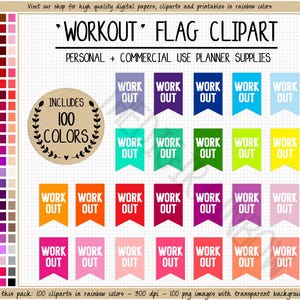 OFERTA 100 pegatinas para planificador de EJERCICIO pegatinas imprimibles para bajar de peso pegatinas de ejercicio pegatinas de fitness arcoíris pegatinas de Erin Condren Clipart comercial