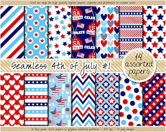 SALE SEAMLESS 4th of July digital paper printable Fourth of July pattern USA patriotic background veteran day sticker navy blue red clipart