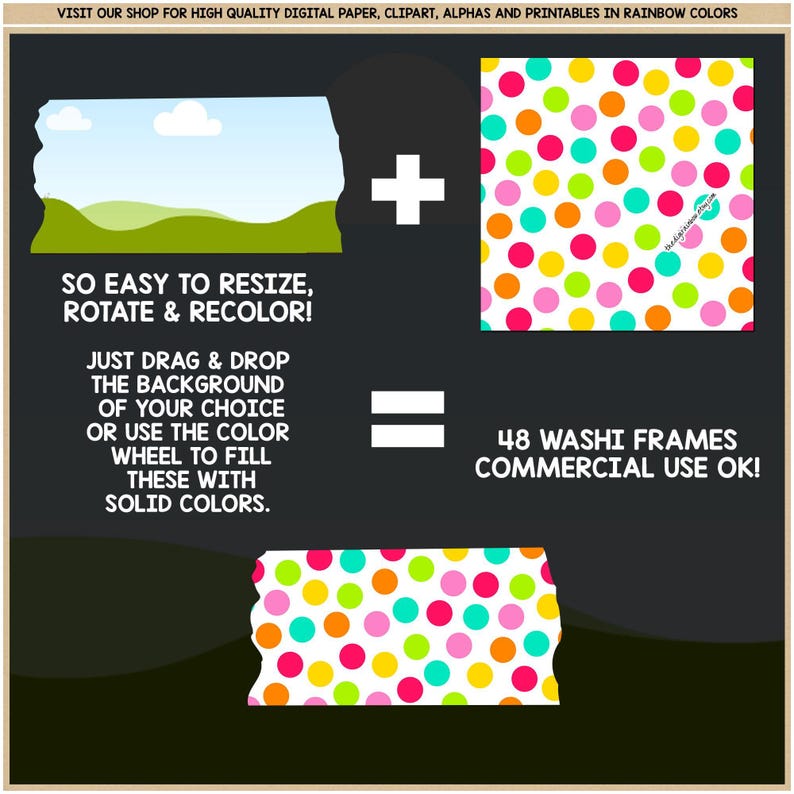 CANVA redigerbar washitejpmall, Fyll din egen washiram clipart dra och släpp tomma digitala washitejpklistermärken kommersiell design bild 2
