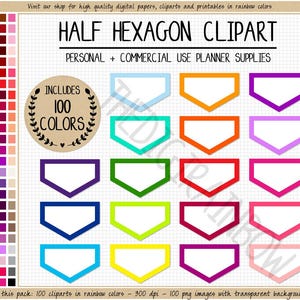 OFERTA 100 MEDIO HEXÁGONO pegatina digital panal clipart pegatinas de caja hexagonal arco iris Goodnotes Erin Condren pegatinas imprimibles Happy planner