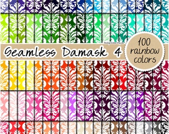 100 SEAMLESS damask digital paper rainbow damask pattern elegant flower texture luxury background floral clipart pastel neutral bright dark