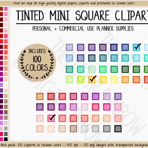 VERKOOP 100 checklist stickers vierkant selectievakje één aankruisvak afdrukbare planner sticker Erin Condren Happy Planner COMMERCIEEL GEBRUIK clipart