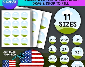 Car Coaster Template Bundle Editable CANVA Template, Drag and Drop Your Photo, Printable Blank Cup Coaster Sublimation Custom Coaster Design