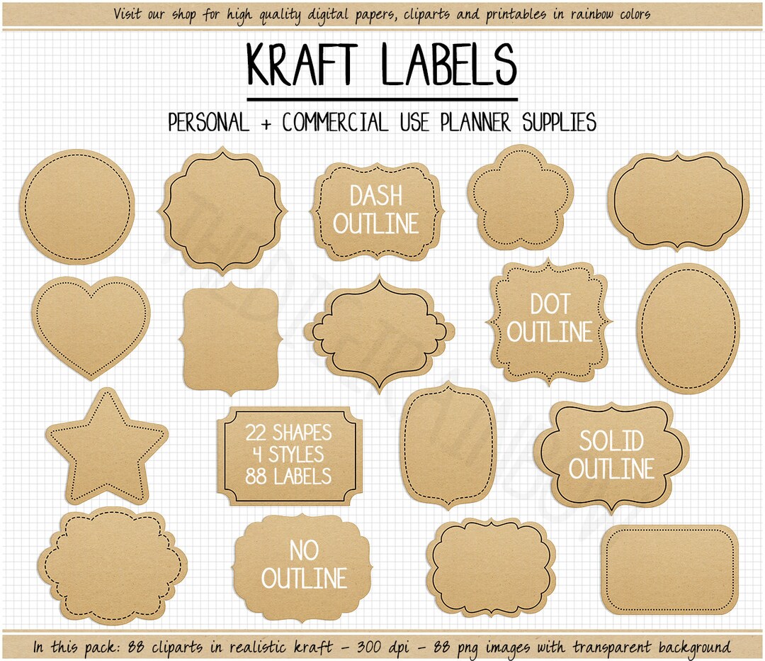 SALE Printable Kraft Paper Label Clipart Digital Cardboard Label