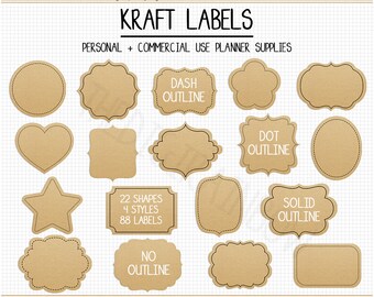 SALE Printable Kraft paper label clipart digital cardboard label Wedding label Christmas kraft gift tag heart label printable school sticker