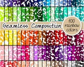 100 seamless composition digital paper printable notebook cover school pattern rainbow colored backgound pastel bright neutral dark clipart
