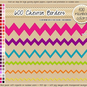 SALE 600 chevron border clipart chevron clipart chevron edge rainbow chevron printable zig zag clipart zigzag clipart scrapbooking border