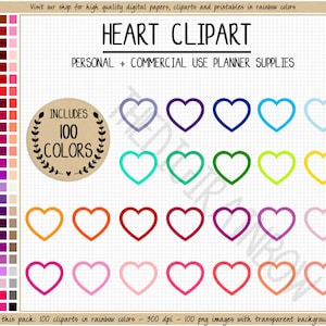 VERKOOP 100 HART clipart regenboog hart sticker hart pictogram hart digitaal papier Valentijnsdag clipart romantische clipart Valentijnsdag sticker
