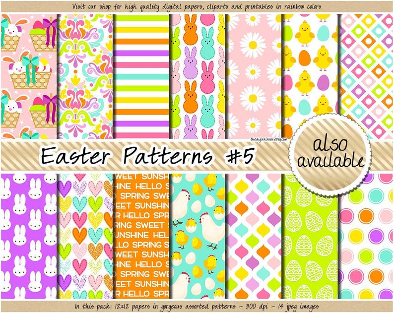 Seamless Easter Digital Paper Rainbow Unicorn Pattern Cute Easter Egg ...