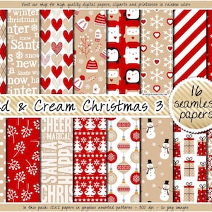 OFERTA papel digital navideño papel digital navideño rojo papel digital festivo patrón ángel reno copo de nieve árbol de navidad santa regalo