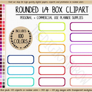 SALE 100 OUTLINE QUARTER Box Aufkleber bunter bunter Viertel Aufkleber abgerundete Box Aufkleber Regenbogen Erin Condren Goodnotes Aufkleber