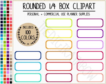 SALE 100 OUTLINE QUARTER box sticker colorful blank quarter box sticker rounded box printable sticker rainbow Erin Condren Goodnotes sticker