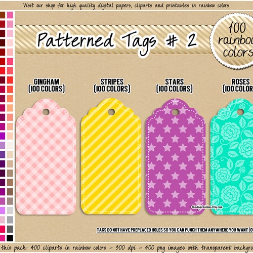 SALE 400 Tag Clipart Scallop Tag Rainbow Printable Tag Fancy - Etsy