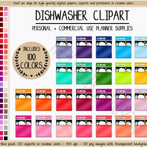 SALE 100 VAATWASSER clipart regenboog vaatwasser sticker schoonmaakschema sticker huishoudelijke afdrukbare Erin Condren Goodnote digitale stickers