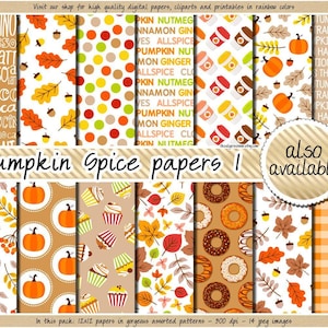 Pumpkin Spice Digital Paper Seamless Coffee Lover Fall Pattern Cute ...