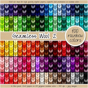 VENTE 100 arc-en-ciel sans couture laine papier numérique imprimable câble tricot motif laine pastel texture tissu fond scrapbooking usage commercial