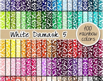 100 damask digital paper rainbow lace pattern elegant digital paper damask background damask lace clipart 12x12 pastel neutral bright d