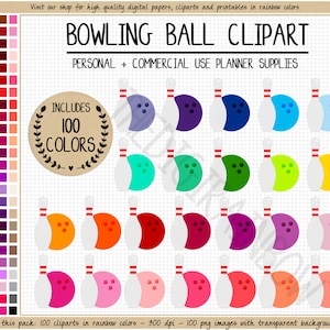 SPRZEDAŻ 100 BOWLING clipart tęczowe naklejki do kręgli naklejki sportowe gra clipart tęczowa kula do kręgli impreza do kręgli do wydrukowania Erin Condren