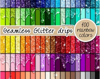 SALE 100 seamless glitter drips digital paper rainbow glitter pattern dripping ice cream shiny sequin background pastel glitter texture