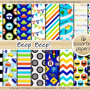 Car digital paper cars clipart car background race cars printable invitation road seamless pattern wheel helmet traffic sign scrapbooking