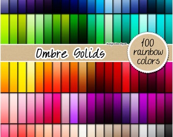 VENTA 100 ombre arco iris papel digital arco iris sólido papel digital scrapbooking kit patrón imprimible 12x12 pastel ombre luz brillante neutra