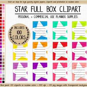 VERKOOP 100 sterren volledige doos planner stickers regenboog afdrukbare planner stickers bekleed volledige doos planner cliparts Erin Condren Mambi Happy planner