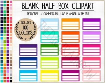 SALE 100 blank box clipart checklist half box digital planner sticker rainbow sticker pastel sticker Erin Condren Goodnotes Happy Planner