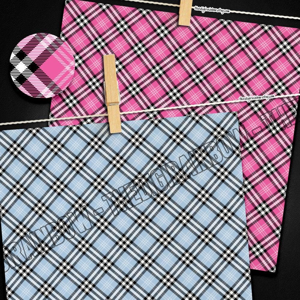 100 Plaid Digital Paper Seamless Rainbow Fabric Digital Paper Plaid ...