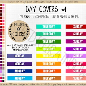 BUNDLE 700 Days of the Week date covers everyday rainbow headers printable date covers Goodnotes digital sticker Erin Condren Happy planner