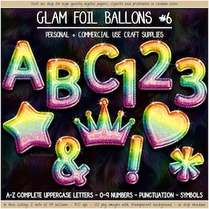 REGENBOGEN Folienballon Alphabet Clipart Regenbogen Glitzer Ballon Schrift Sublimationsalphabet Glamour Party Ballon Glitzer Social Media Alphabet PNG