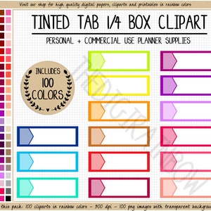 VERKOOP 100 TINTED QUARTER box stickers lege quarter box sticker pijl sticker regenboog tab sticker Erin Condren afdrukbare planner clipart eclp