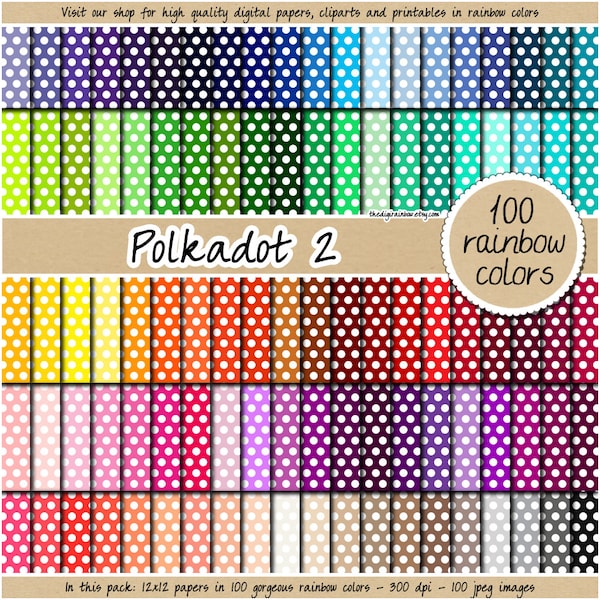 100 SEAMLESS polka dot digital paper polkadot pattern rainbow confetti background 12x12 scrapbooking paper sheet pastel neutral bright dark