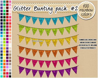 SALE 100 Glitter Banner Clipart Flagge Clipart Glitter Buntstifte Regenbogen Glitter Clip Art Rahmen Aufkleber