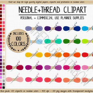 SALE 100 SEWING clipart sewing sticker knitting printable sticker thread clipart yarn clipart sticker rainbow Erin Condren planner clipart