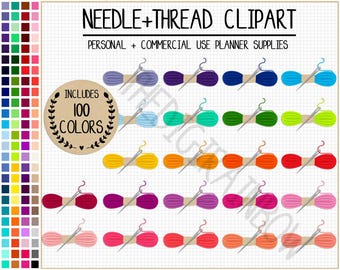 SALE 100 SEWING clipart sewing sticker knitting printable sticker thread clipart yarn clipart sticker rainbow Erin Condren planner clipart