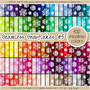 100 nahtlose Schneeflocken digitales Papier gefrorenes digitales Papier zum Ausdrucken Weihnachten digitales Papier Sternenmuster Regenbogenpapier pastell neutral hell