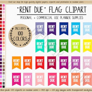VERKAUF 100 RENT DUE Clipart Bezahlung Miete Planer Sticker Rechnung fällig Planer Sticker Printable Erin Condren Happy Planner Kommerzielle Nutzung Clipart Eclp